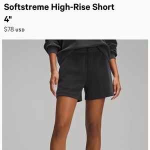 Lululemon softstreme shorts black size 6